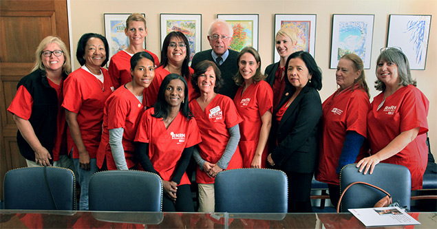 Sen. Bernie Sanders with NNU disaster relief team