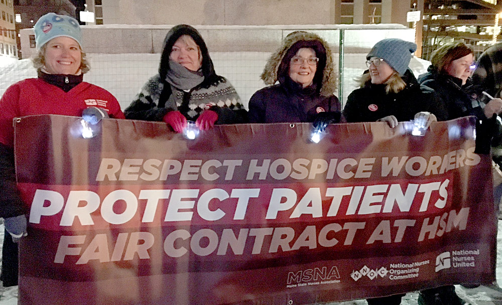 Maine hospital workers at candlelight vigil
