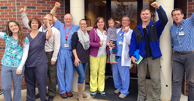 Healthcare Workers celebrate at Maine Coast Memorial Hospital