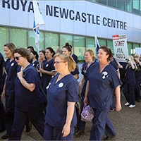 Australia: Nurses and midwives from John Hunter Hospital voice their concerns about staffing levels. Picture: Marina Neil