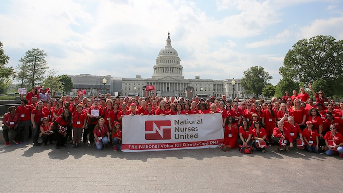 Large group of nurses outside Capitol building in Washington D.C.