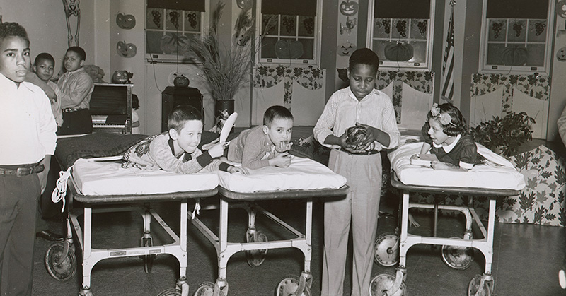 Historical picture of children inside hospital in 