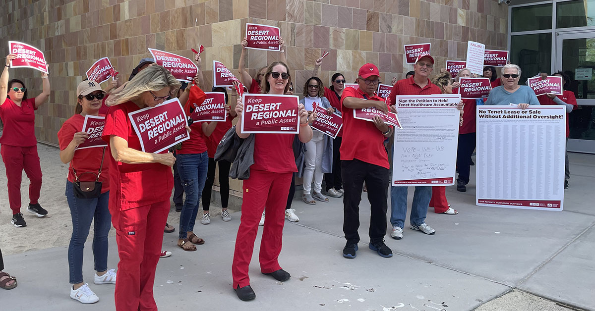 Desert Regional nurses hold information picket at health district board meeting