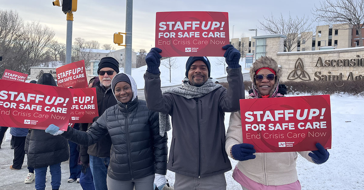 Balitmore nurses rally in front of Ascension Saint Agnes Hospital