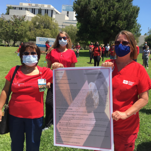 CNA Nurses and CHEU members protest layoffs and CEO pay