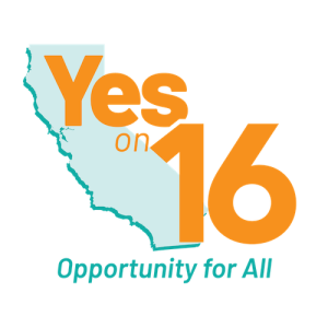 Graphic "Yes on 16 - Opportunity for All"