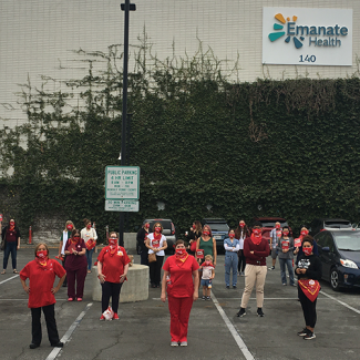 Nurses stand in front of Emanate Health