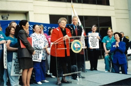 Then CNA President Kay McVay, RN with California Gov. Gray Davis