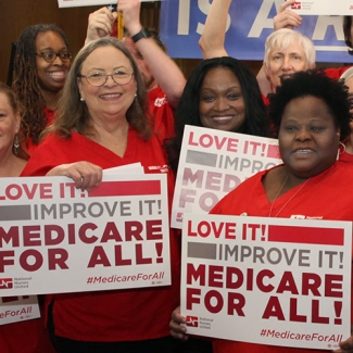Nurses at Senate press conference for Medicare for All